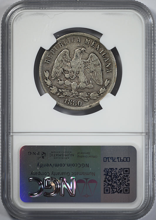 1880 GO S Mexico 50C Centavos NGC VF30 Reverse Slab