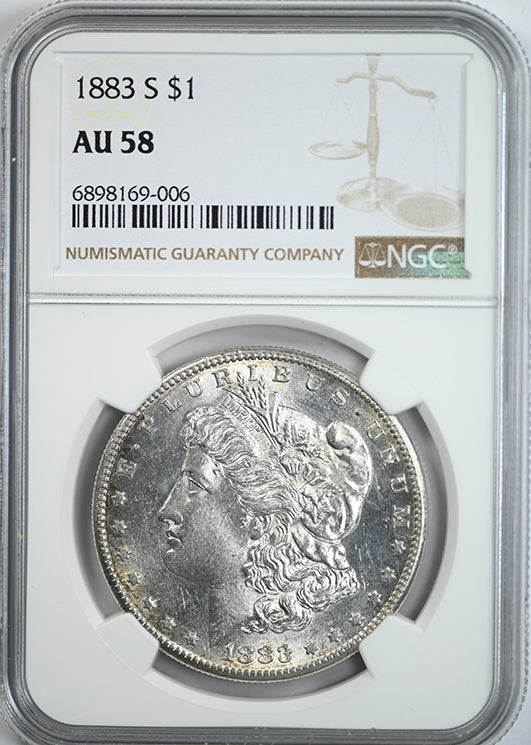 1883-S Morgan Dollar $1 NGC AU58 Obverse Slab