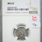 1934 SO Chile 5C Centavos NGC MS67 - TOP POP! Obverse Slab