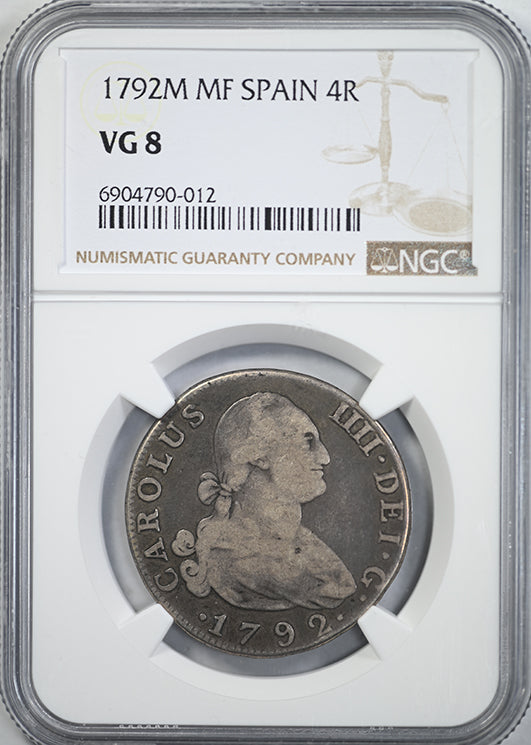 1792 M MF Spain 4R Reales NGC VG8