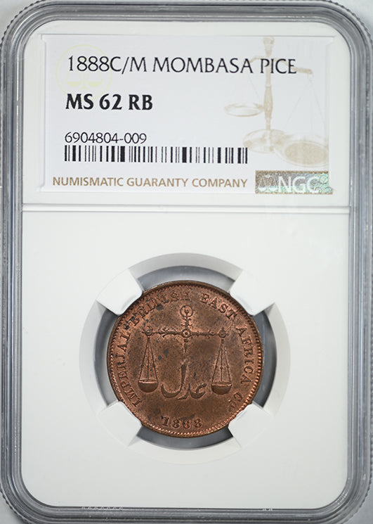 1888 C/M Mombasa Pice NGC MS62RB