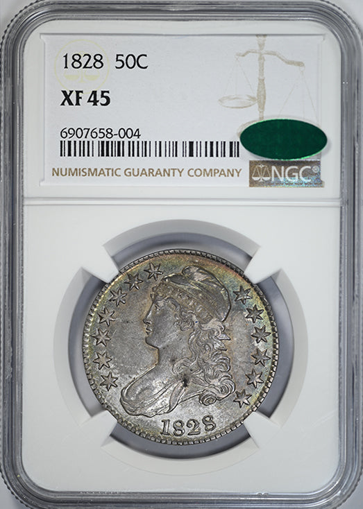 1828 Capped Bust Half Dollar 50C NGC XF45 CAC - TONED! Obverse Slab