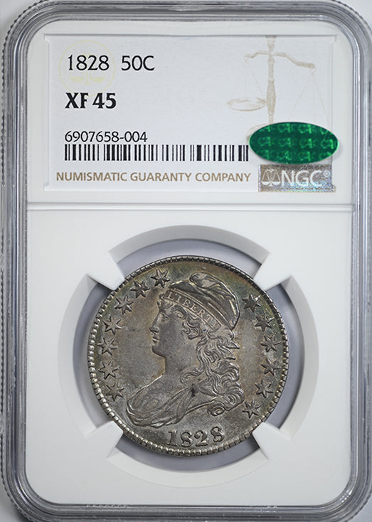 1828 Capped Bust Half Dollar 50C NGC XF45 CAC - TONED! Obverse Slab