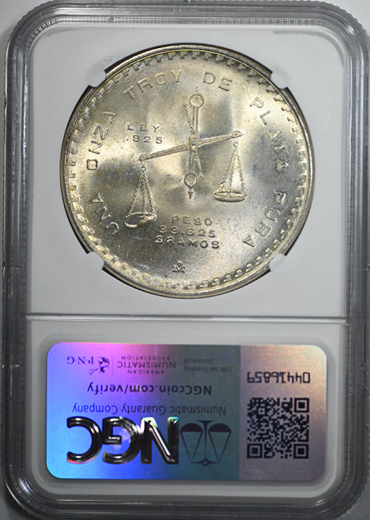 1980 Mo Mexico Silver Casa de Moneda 1 Onza NGC MS65