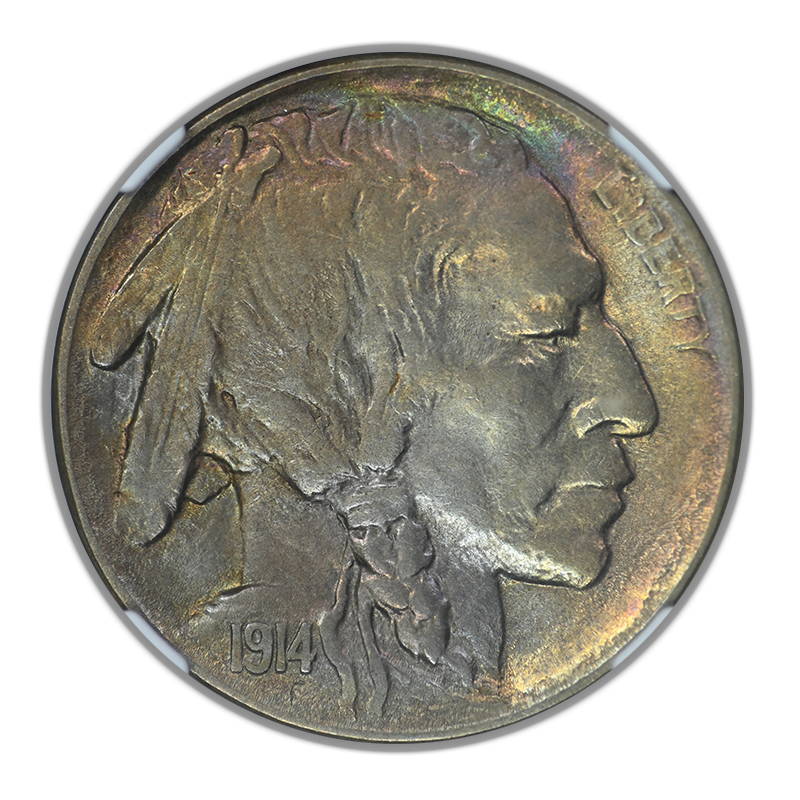 1914-D Buffalo Nickel 5C NGC AU50 CAC - TONED!