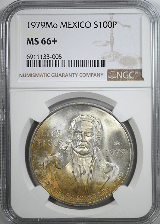 1979 Mo Mexico Silver S100P Pesos NGC MS66+ - TONED!