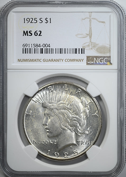 1925-S Peace Dollar $1 NGC MS62