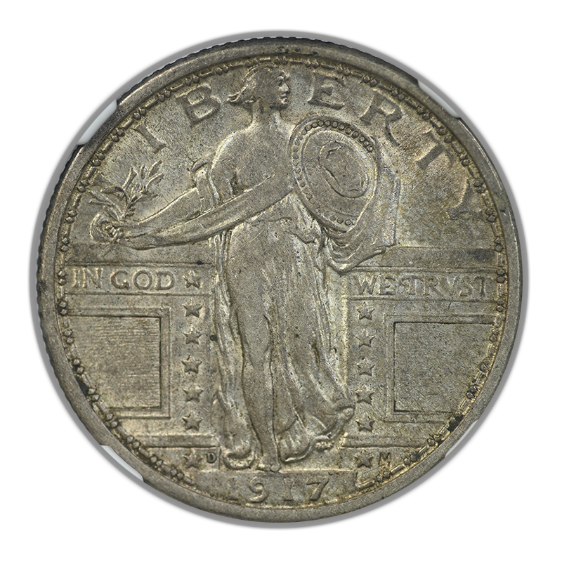 1917-D Type 1 Standing Liberty Quarter 25C NGC AU55