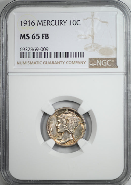 1916 Mercury Dime 10C NGC MS65FB - Full Bands