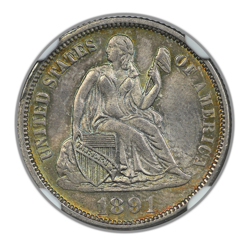 1891 Liberty Seated Dime 10C NGC MS64 - TONED!