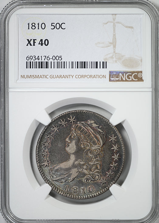 1810 Capped Bust Half Dollar 50C NGC XF40 - NICE COLOR!