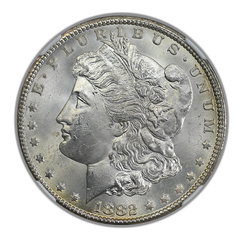 1882-CC Morgan Dollar $1 NGC MS63 - REVERSE TONED!