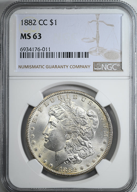 1882-CC Morgan Dollar $1 NGC MS63 - REVERSE TONED!