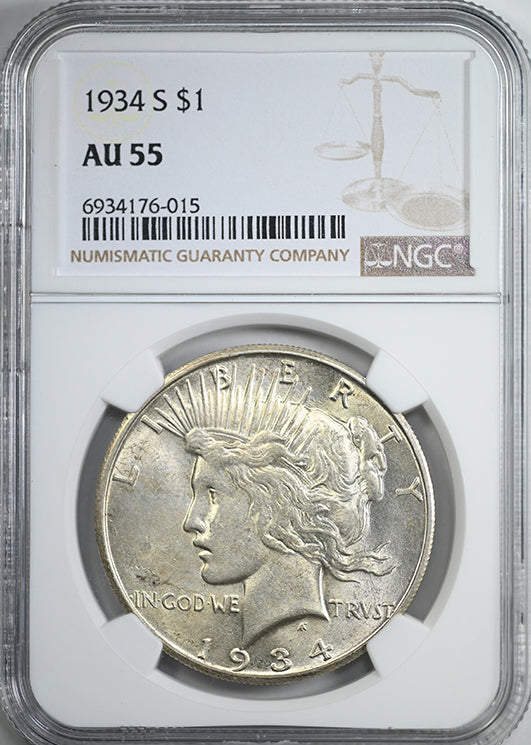 1934-S Peace Dollar $1 NGC AU55