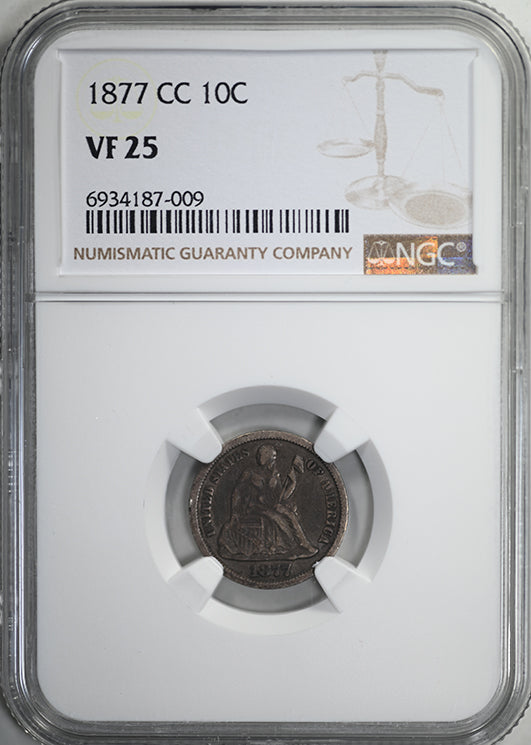 1877-CC Liberty Seated Dime 10C NGC VF25