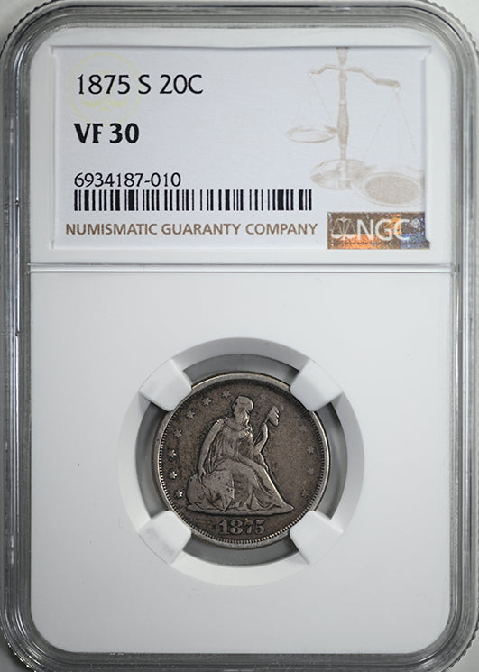 1875-S Twenty Cent Piece 20C NGC VF30