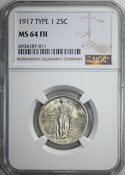 1917 Type 1 Standing Liberty Quarter 25C NGC MS64FH - Full Head