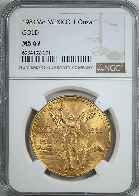 1981 Mo Mexico Gold 1 Onza NGC MS67