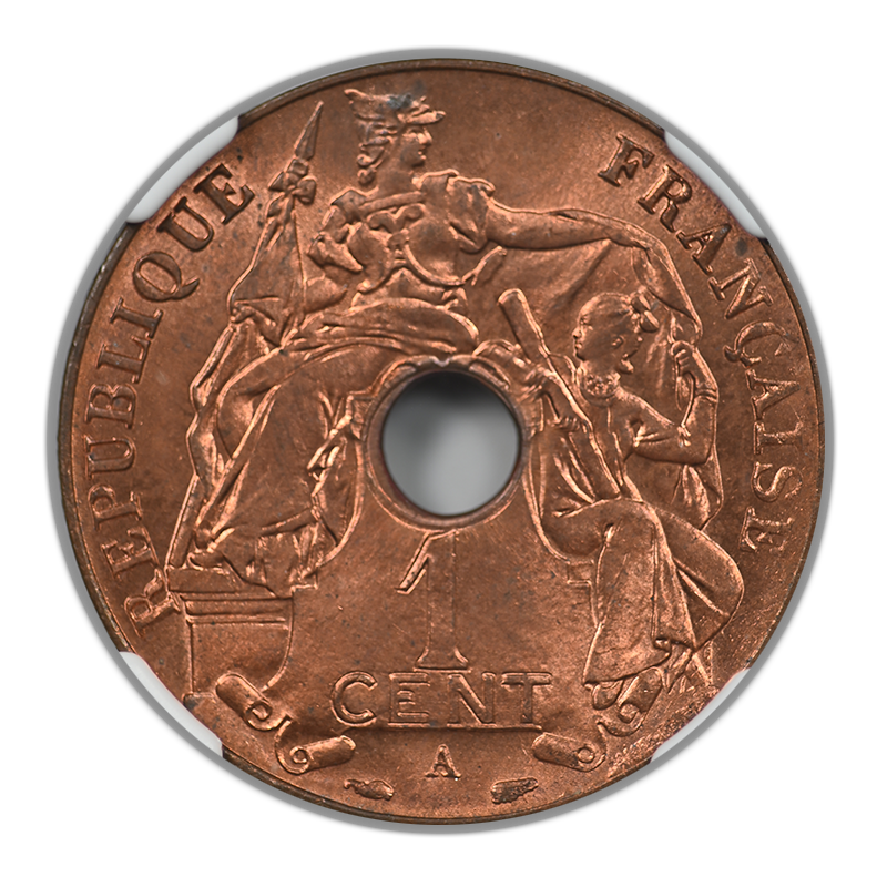 1938 A F.I. China French Indo-China 1C Cent NGC MS65RB