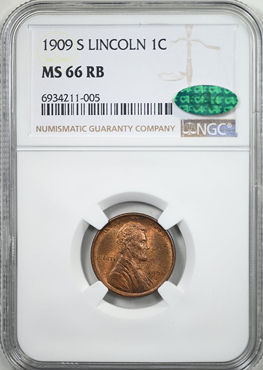 1909-S Lincoln Wheat Cent 1C NGC MS66RB CAC