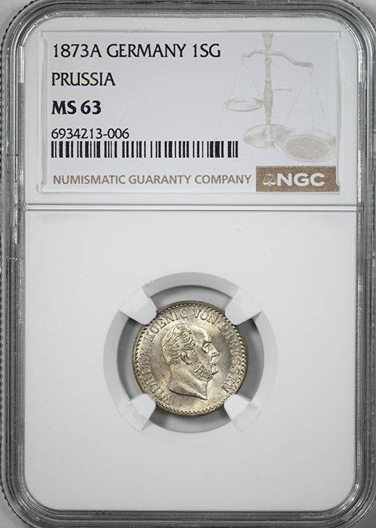 1873 A Germany 1SG Silber Groschen German States Prussia NGC MS63