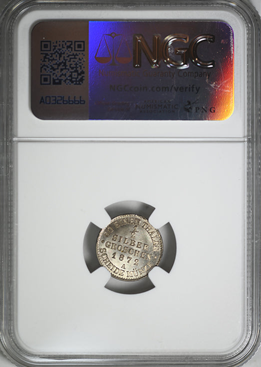 1872 A Germany 1/2SG Silber Groschen German States Prussia NGC MS65