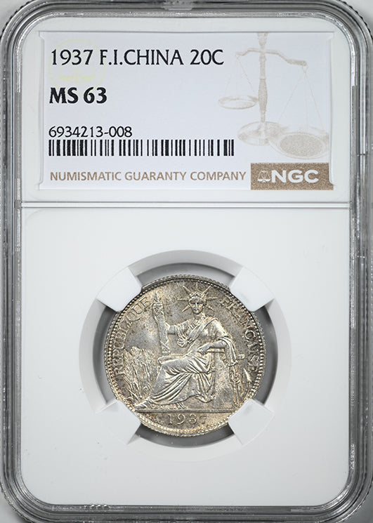 1937 F.I. China French Indo-China 20C Cent NGC MS63
