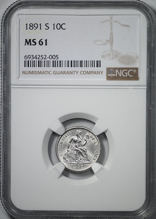 1891-S Liberty Seated Dime 10C NGC MS61