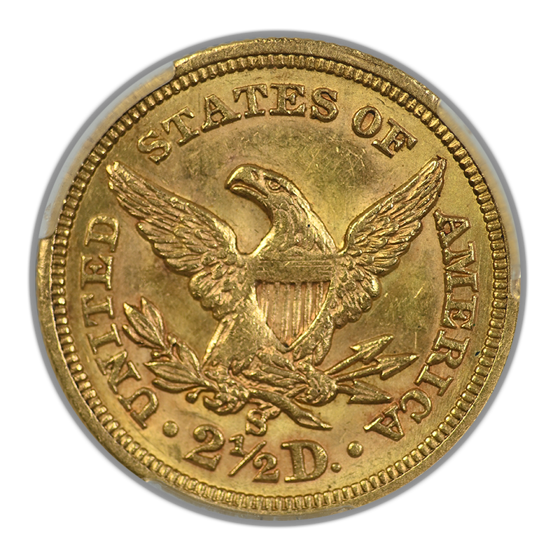 1872-S Liberty Head Gold Quarter Eagle $2.50 CAC AU58