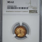 1913 Indian Head Gold Quarter Eagle $2.50 NGC MS62 - TONED!