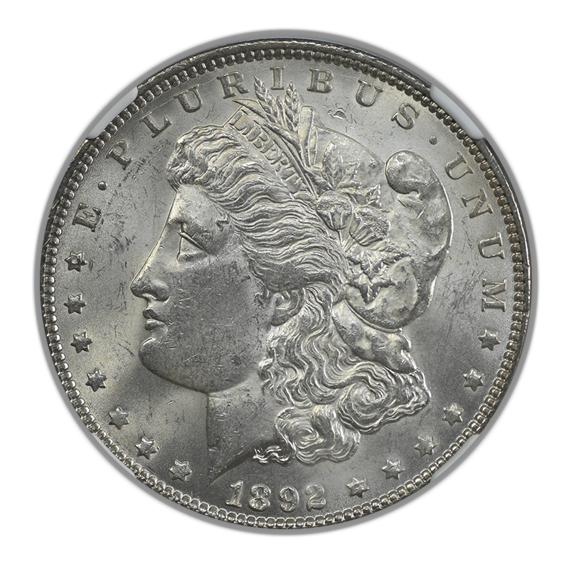 1892 Morgan Dollar $1 NGC MS63 Obverse