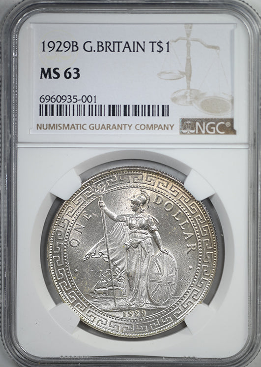 1929B Great Britain Trade Dollar T$1 NGC MS63