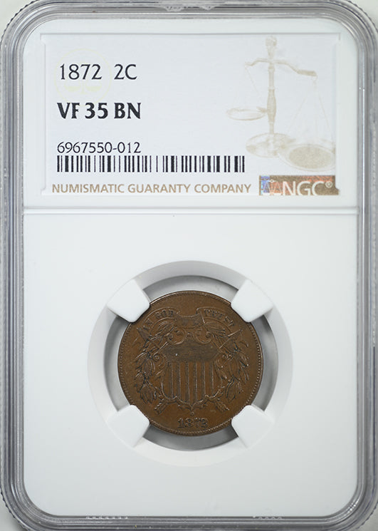 1872 Two Cent Piece 2C NGC VF35BN