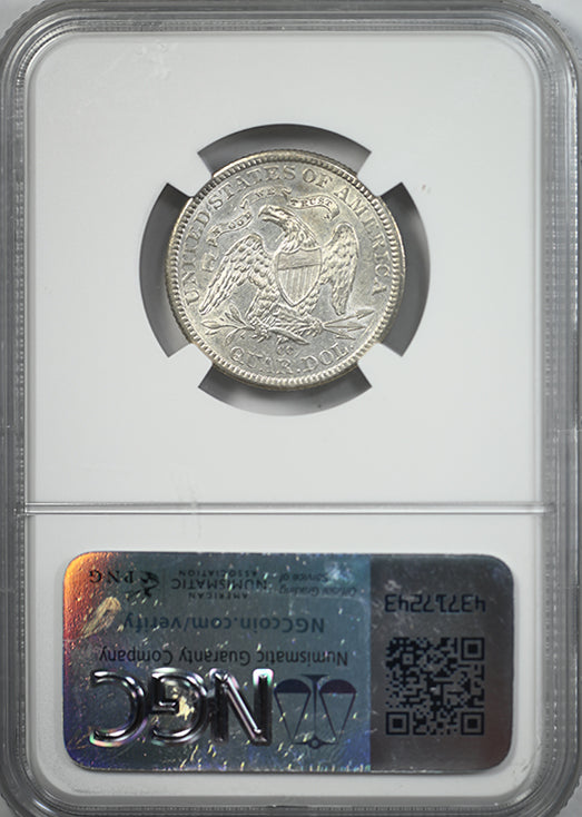 1877-CC Liberty Seated Quarter 25C NGC AU55 Reverse Slab