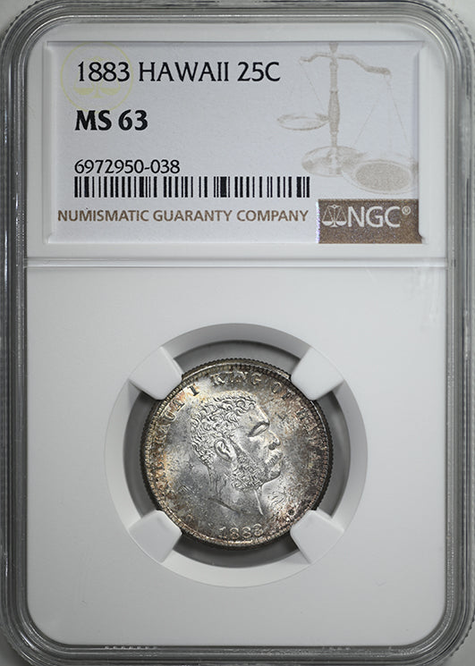 1883 Kingdom of Hawaii Quarter 25C NGC MS63