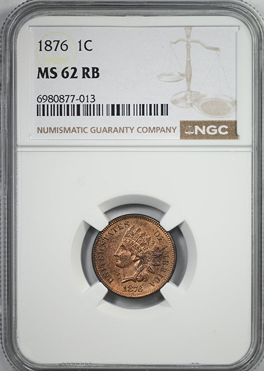 1876 Indian Head Cent 1C NGC MS62RB