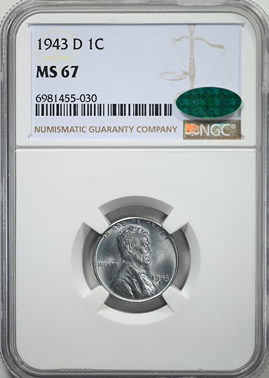 1943 Steel Lincoln Wheat Cent 1C NGC MS67 CAC