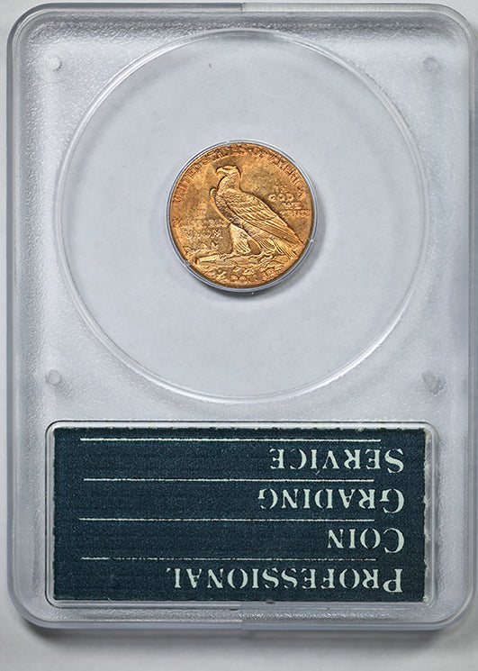 1925-D Indian Head Gold Quarter Eagle $2.50 PCGS Rattler MS62 CAC
