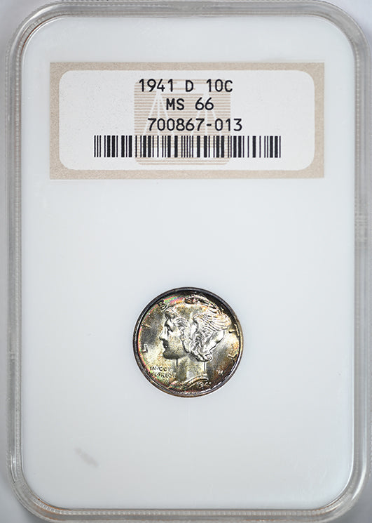 1941-D Mercury Dime 10C NGC Fatty MS66 - TONED!