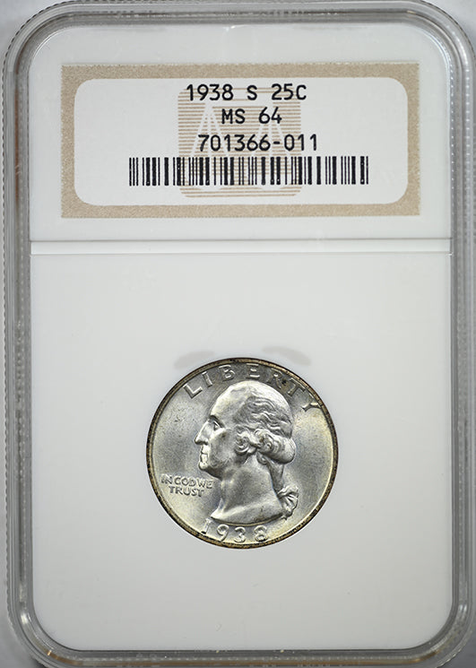 1938-S Washington Quarter 25C NGC MS64