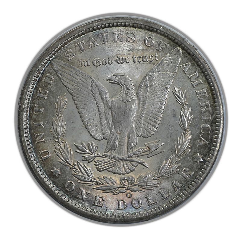 1899-O Morgan Dollar $1 PCGS Rattler MS63 Gold CAC Reverse