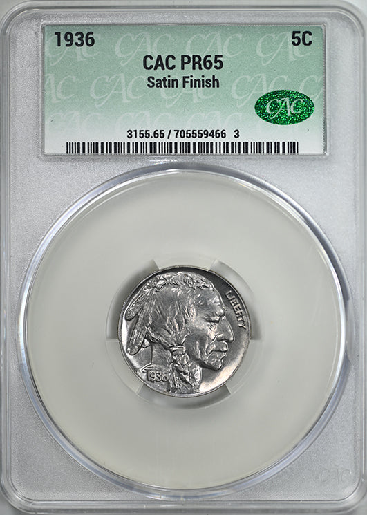 1936 Proof Buffalo Nickel 5C CAC PR65 - Satin Finish
