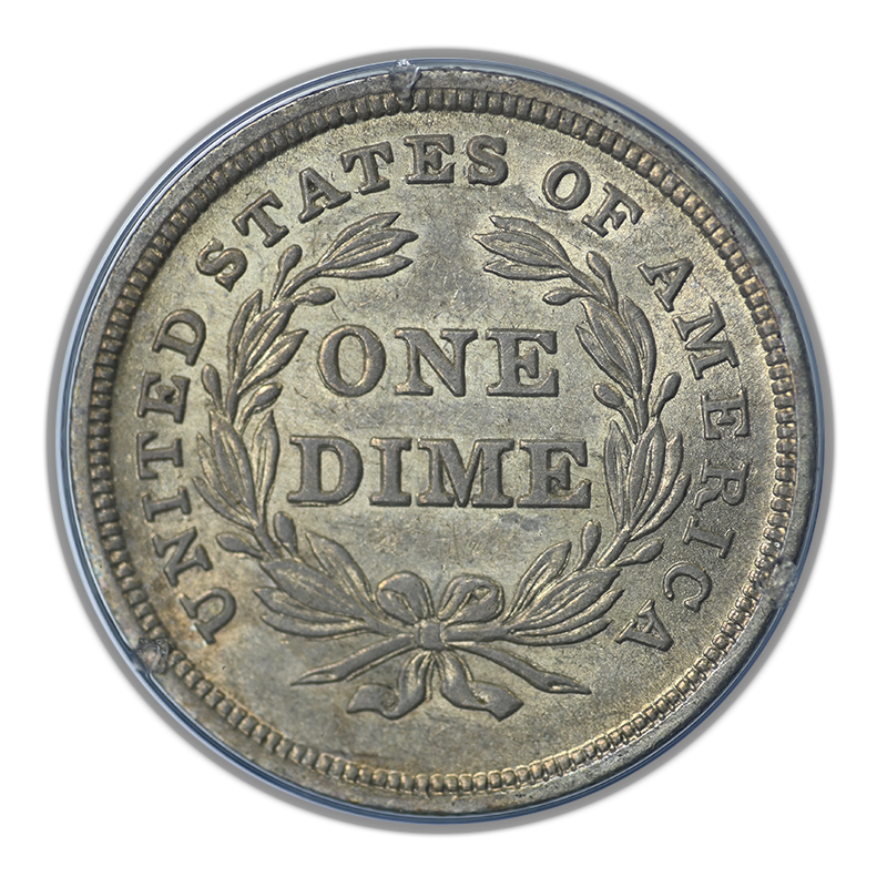 1838 Liberty Seated Dime 10C PCGS Rattler AU55 CAC - Small Stars