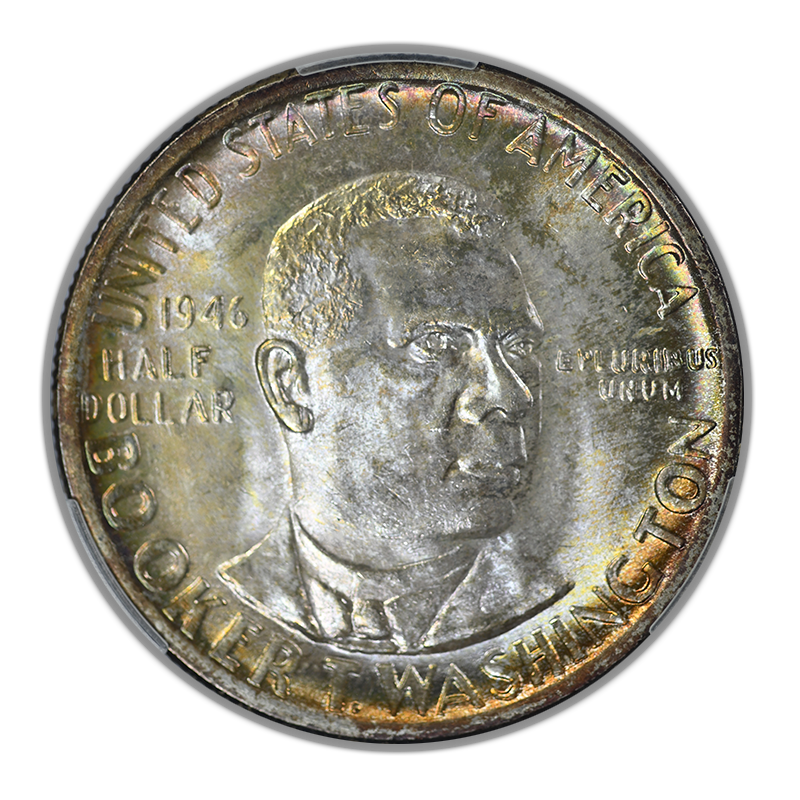 1946 Booker T. Washington Classic Commemorative Half Dollar 50C CAC MS67 - TONED!