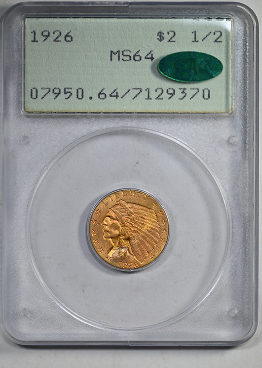 1926 Indian Head Gold Quarter Eagle $2.50 PCGS Rattler MS64 CAC
