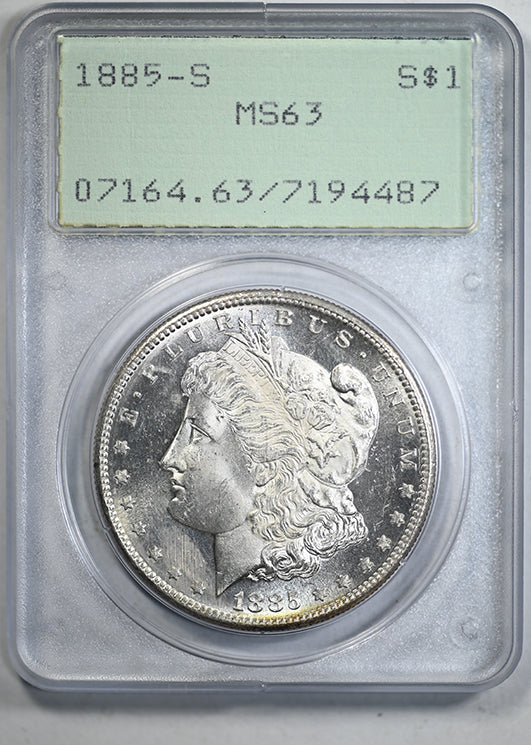 1885-S Morgan Dollar $1 PCGS Rattler MS63