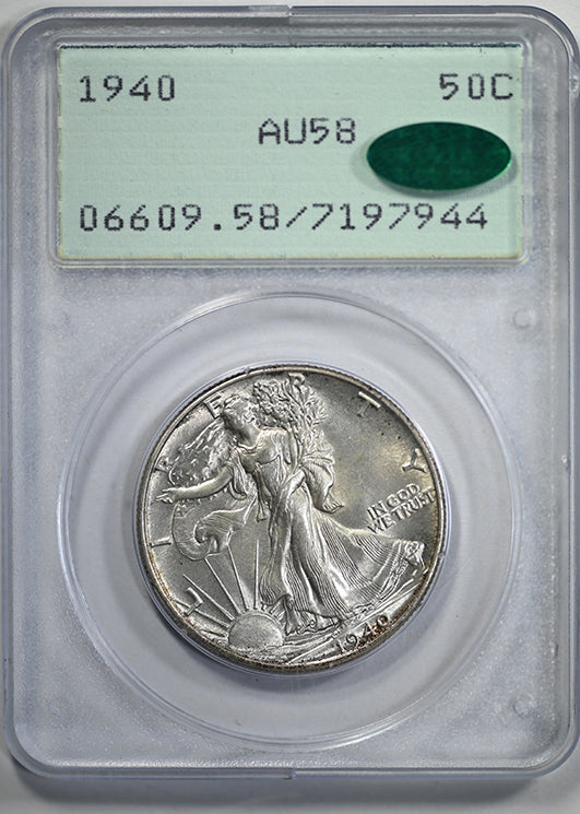 1940 Walking Liberty Half Dollar 50C PCGS Rattler AU58 CAC