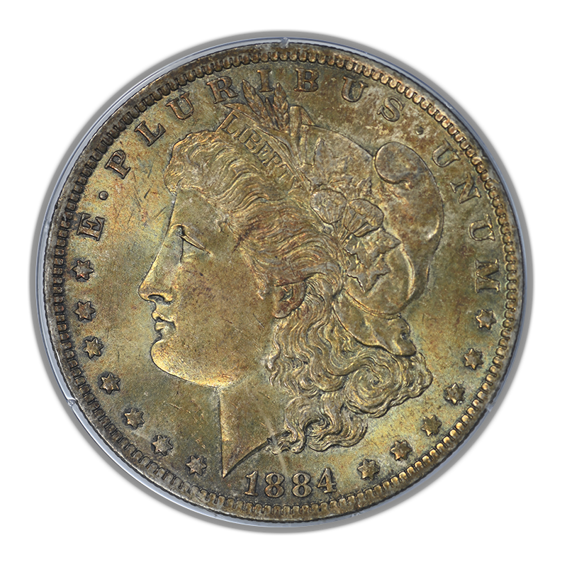 1884-O Morgan Dollar $1 PCGS Rattler MS64 CAC - TONED!