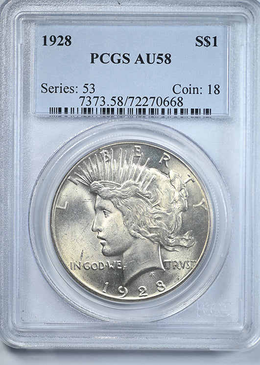 1928 Peace Dollar $1 PCGS AU58