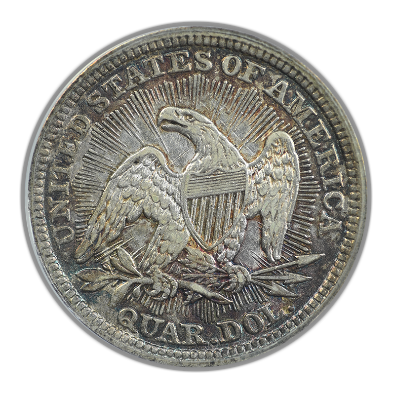 1853/4 Liberty Seated Quarter 25C ANACS AU50 FS-301 Late Die State Reverse